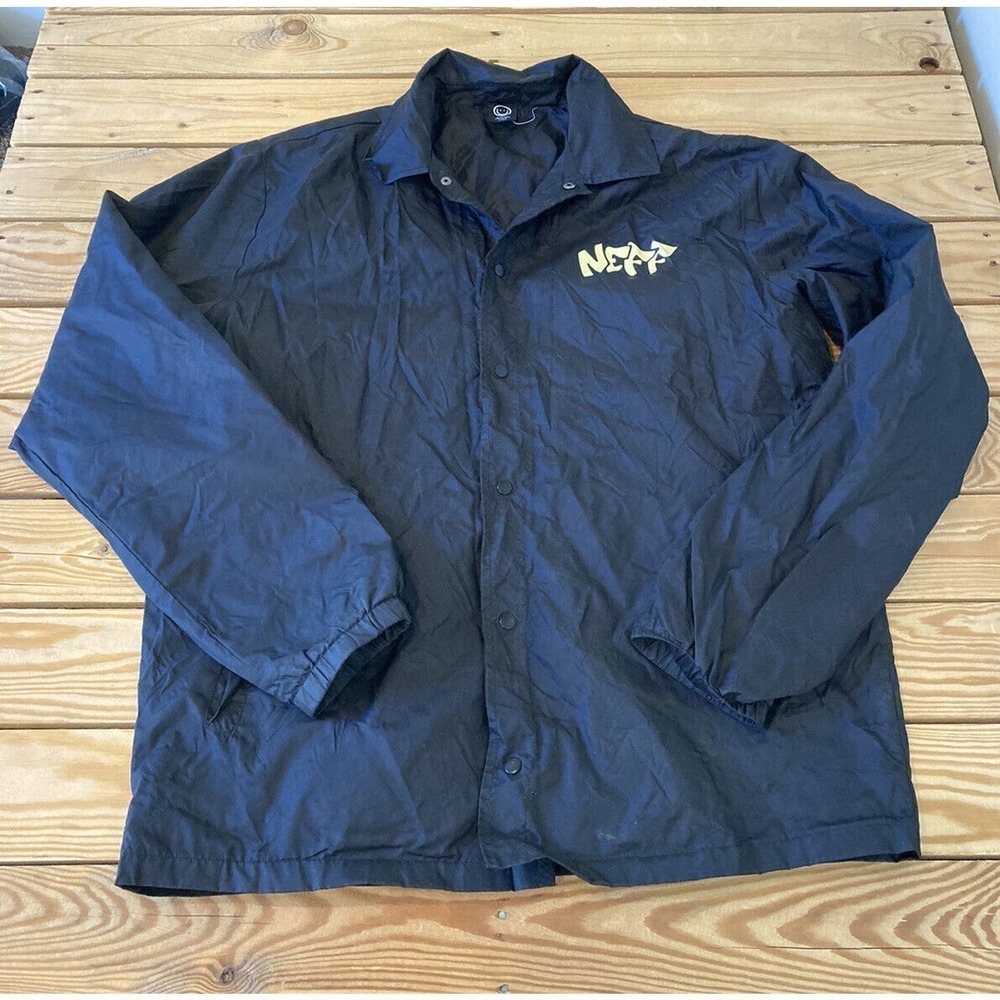Neff Windbreaker Jacket Size Large Men’s Black Snap Front